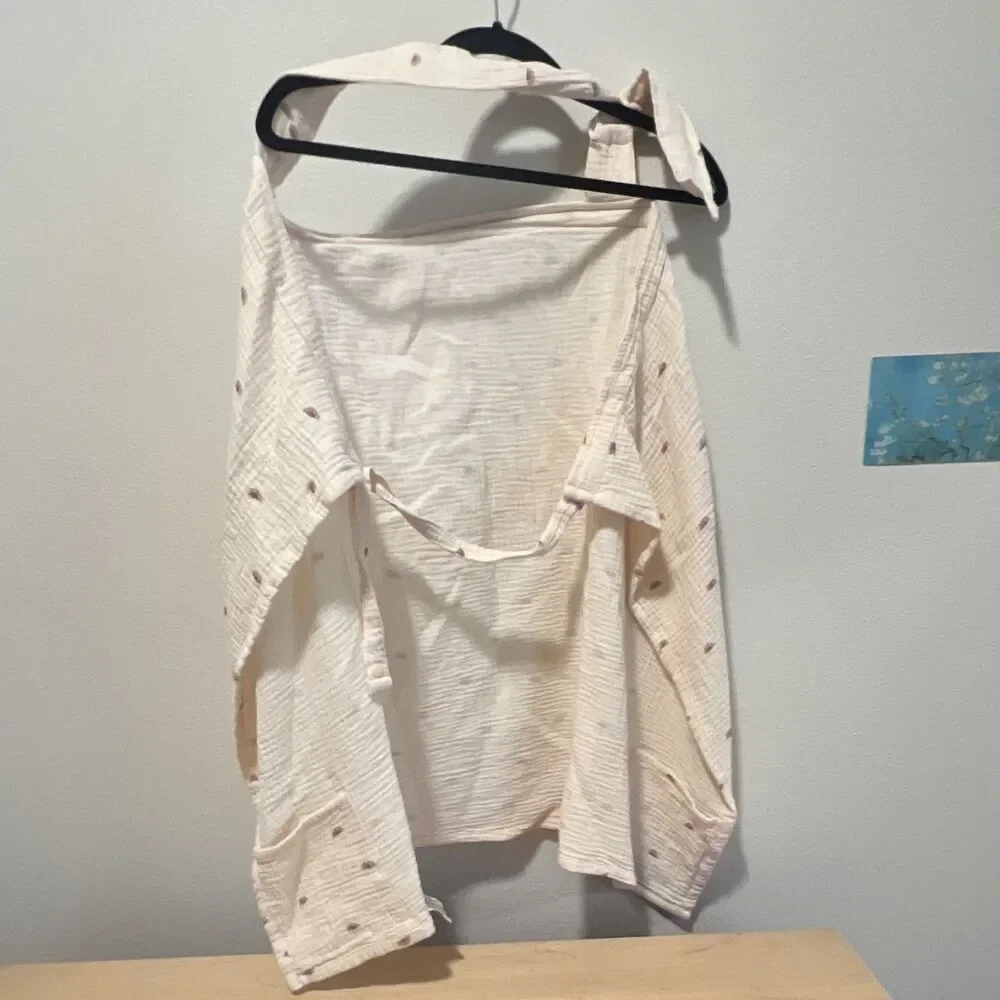 Blissful Diary Cotton Nursing Cover Beige/Brown Print Adjustable Neck Strap
